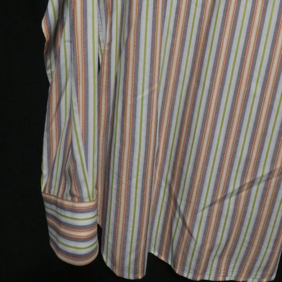 TD THOMAS DEAN | large | Striped Button Down Long Sleeve Shirt | 100% Cotton - Picture 13 of 16
